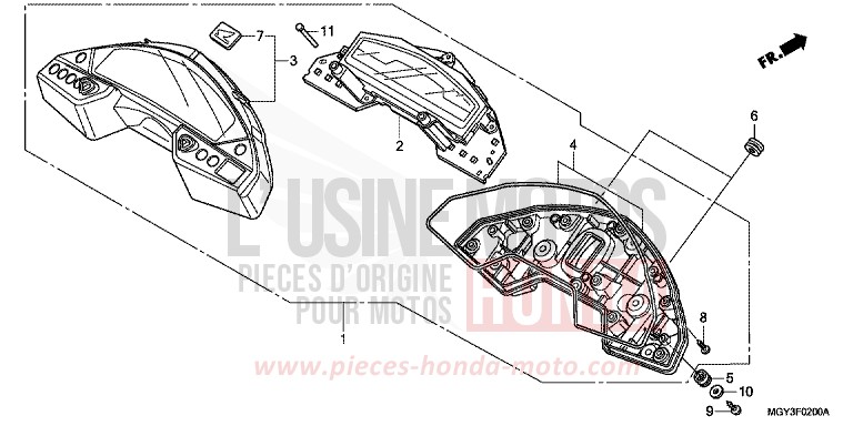 COMPTEUR von VFR800X „Crossrunner“ MAT BULLET SILVER (NH389) von 2012